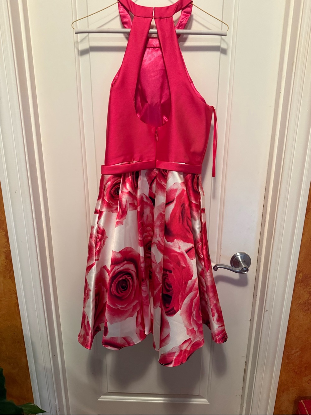 Girls' Pink Floral Halter Party Dress